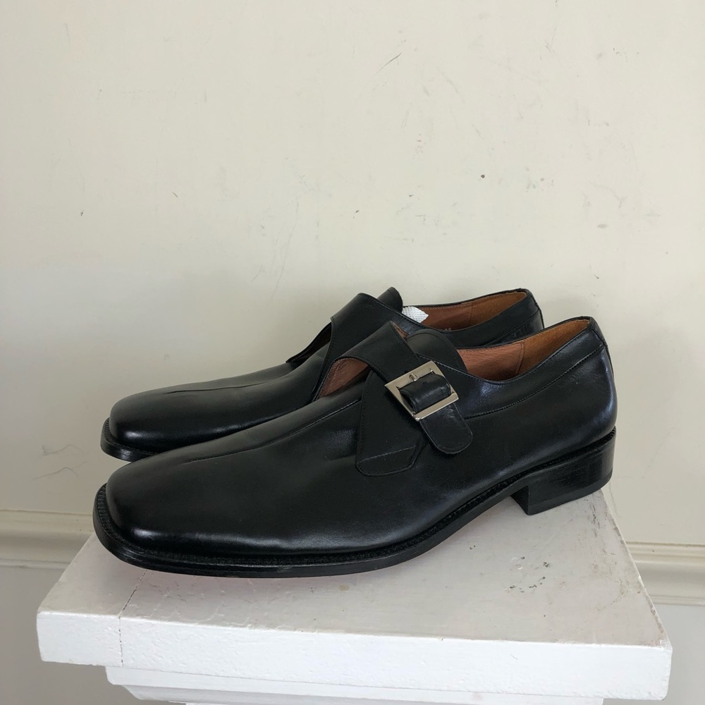 Sandro Moscoloni black leather monk strap shoes 11 Spain